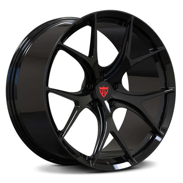 Custom forged monoblock performance wheel RV-MR05 in sleek black finish, designed for Mercedes-Benz enthusiasts.